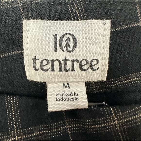 TenTree plaid womens trousers Medium black high waisted side zip Officewear - Picture 2 of 12